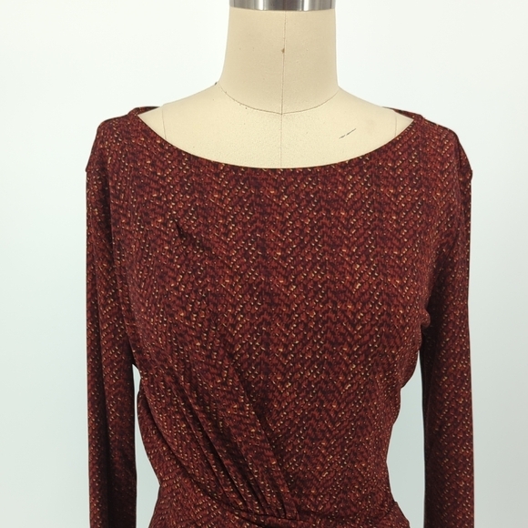 Talbots Printed Jersey Knit Dress Red S preppy Business casual classic stretch - Picture 3 of 7